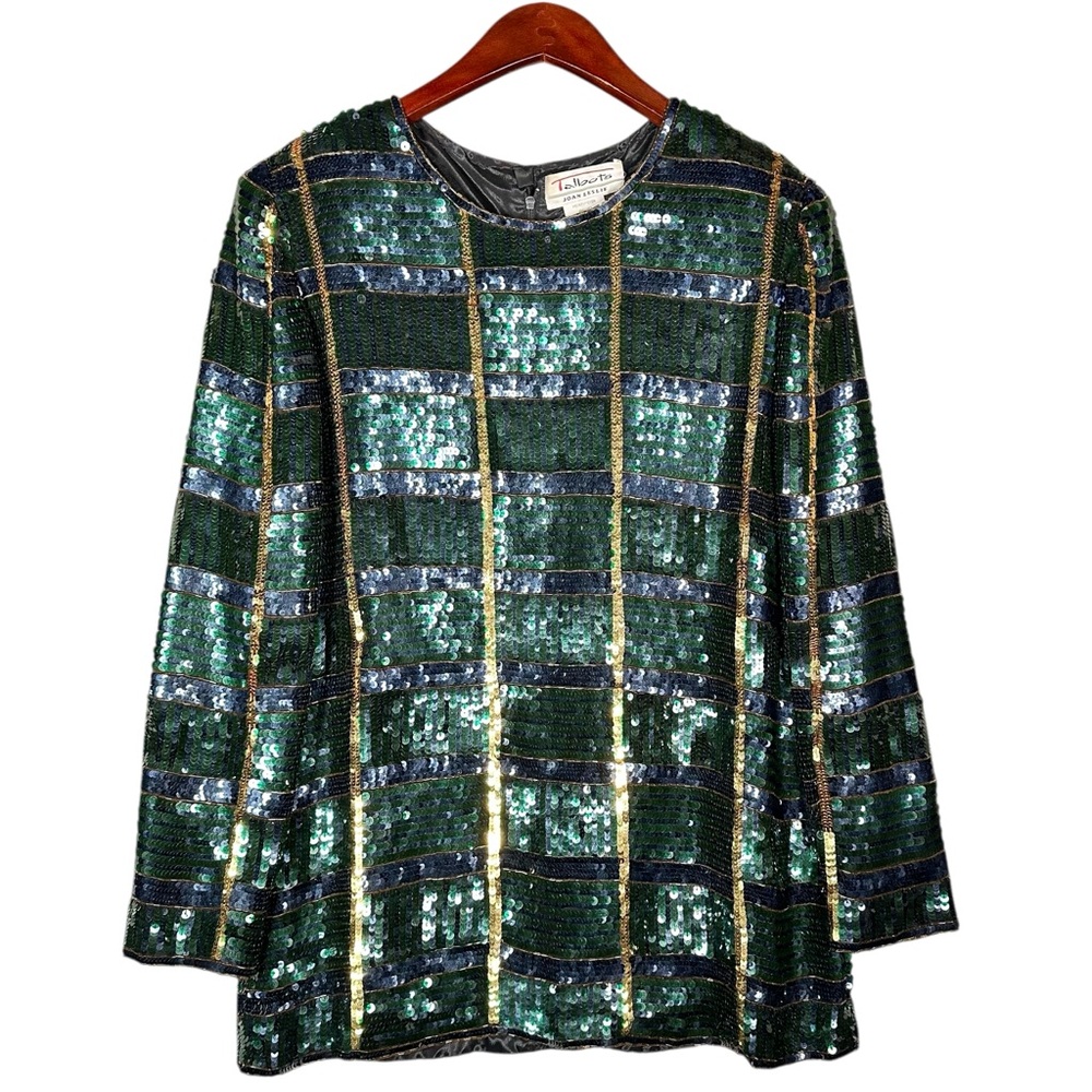 VINTAGE 80’s Sequined Silk-Lined Blouse - Picture 1 of 13
